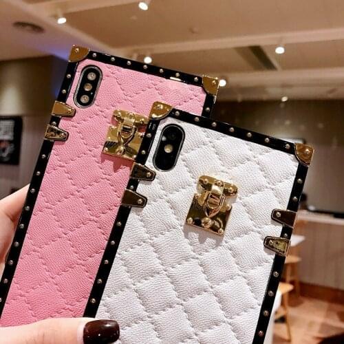Luxury Soft Square PU Leather Back Cover for Samsung Galaxy A72 A71 A01 A11 A21 A51 A81 A91 A21s M11 M21 M31 A20e Phone Case