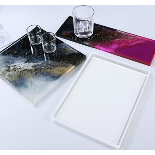 Silicone Resin Tray Mold Epoxy Resin Casting Mold for DIY Vanity Tray Jewelry Tray Serving Board and Serving Tray Mold T84A