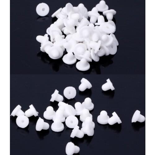 100PCS Anti-Pain Earring Back Pads Silicone Cushion for Clip on Earrings White