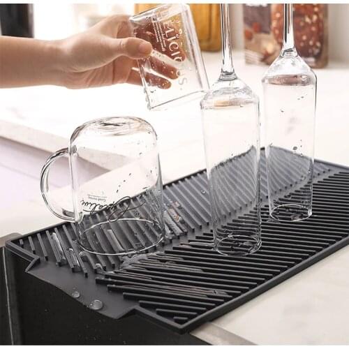 Silicone Square Dish Drying Mat Heat Resistant Draining Tableware Dishwaser Durable Cushion Pad Dinnerware Table Mat Placemat