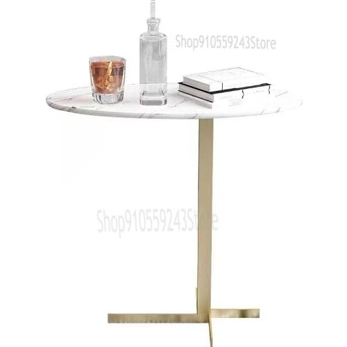 Modern Marble Sofa Side Table Light Luxury Living Room Balcony Leisure Table Simple Coffee Table Oval Nordic Small Corner Table