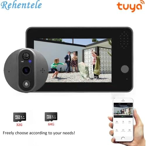 Tuya Smart APP WiFi Video Doorbell Peephole Doorbell Viewer Home PIR Motion Detection Security Monitor Detection Remote Control