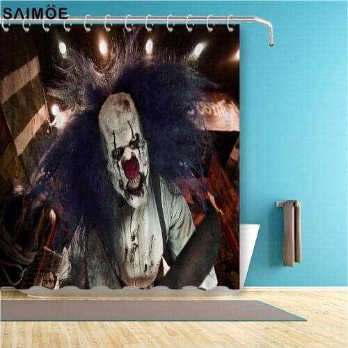 Terror Clown Shower Curtain Waterproof Polyester Fabric Bathroom Shower Curtain Bath Screen Shower Sets