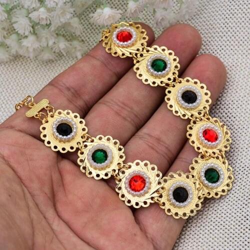 Gold Color Money Coin Bracelet Islamic Muslim Arab Coins Bracelet for Women Men Stone Middle Eastern Jewelry African Gifts
