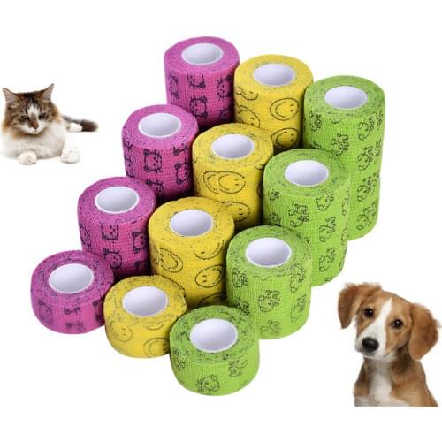 1 Roll Pets Dog Cat Self-adhesive Elastic Bandage Non-Woven Fabrics Multifunctional Medical Wound Healing Pet Supplies Accessori