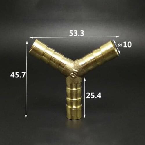 10 PCS 10mm Hose Barb Y Shape 3 Ways Splicer Brass Hosetail Fitting Adapter Coupling Water Fuel