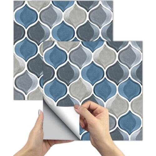 10Pcs Wall Sticker Lantern Grid Shape Self-adhesive PVC Durable Oil-proof Waterproof Creative Tile Decal Bathroom Decoration