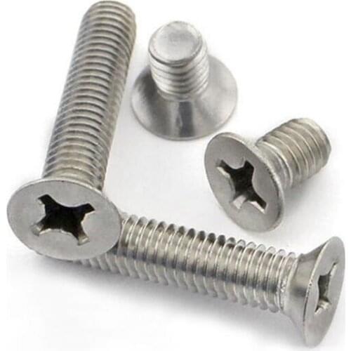 100Pcs M2 M2.5 M3 M4 M5 Samll Screws Stainless Steel 304 Phillips Flat Head Machine Screws Countersunk Head