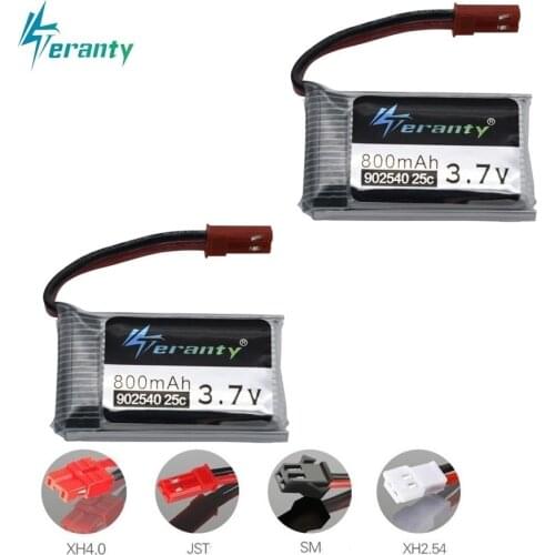 2pcs For X400/X500/X300C/X800/1315/HJ818/HJ819 3.7V 800mAh 25c Lipo Battery 902540 RC Quadcopter Drone Spare Part 3.7 v battery