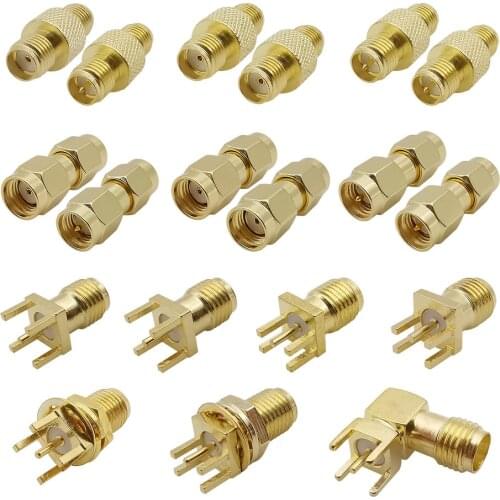 2Pcs RF Coaxial Adapter Kits SMA Male Female Plug Jack to RP SMA Male Female WiFi Antenna Connector Solder PCB Mount Connector