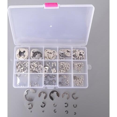 225PCS 304 E-Clip Circlip External Retaining Ring Assortment Kit -1.2mm to 15mm