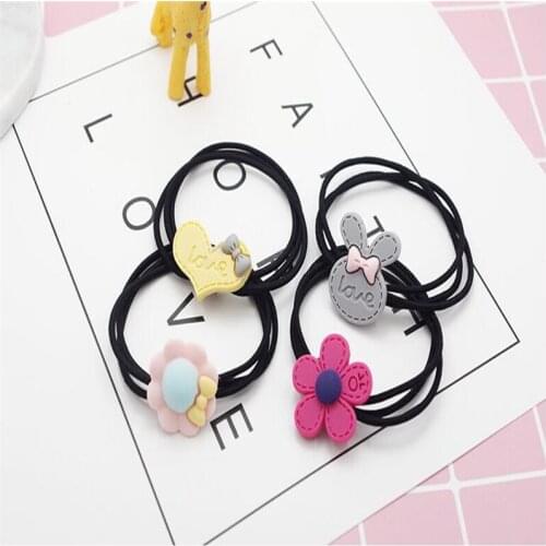 New Bow Ring Flower Rope Elastic Hair Bands Silicone Rubber Heart Shape Ornament Rabbit Bunny Ears Ring Jewelry Hair Accessories