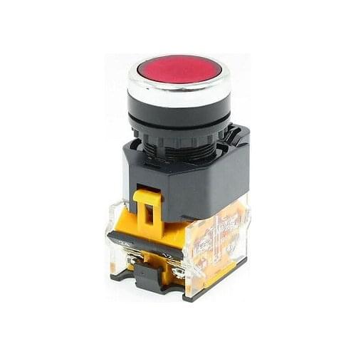 5PCS Panel Mount Red Momentary Push Button Switch 380VAC 10A 1NO 1NC DPST LA38-11
