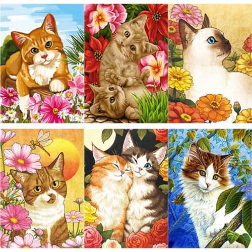5D DIY Autumn Scenery Diamond Painting Cute Cat Diamond Embroidery Cross Stitch Full Square Round Drill Home Decor Manual Gift