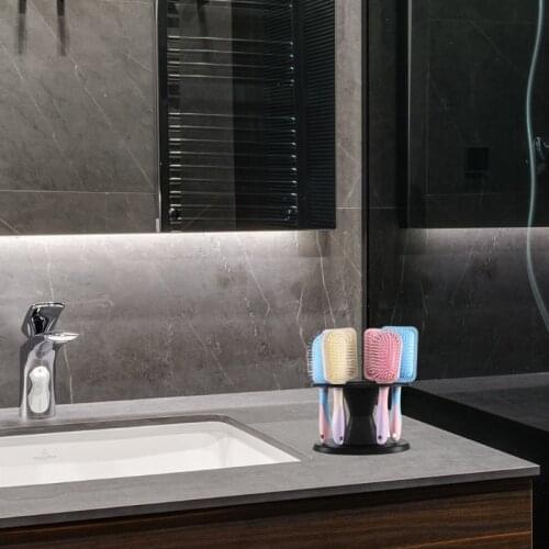 67JB Round Hair Styling Tools Stand Salon Brushes Organizer Scissors Roll Comb Holder