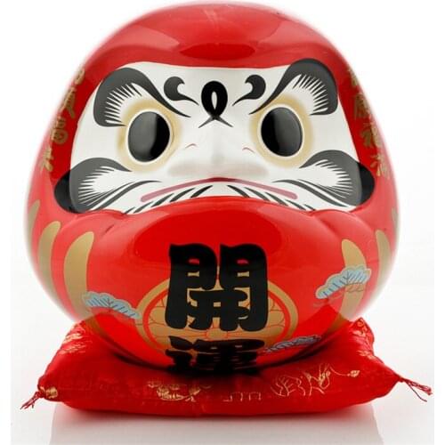 7.5 INCH JAPANESE CERAMIC DARUMA DOLL LUCKY CHARM FENGSHUI ZEN ORNAMENT MONEY BOX HOME TABLETOP DECOR X4460