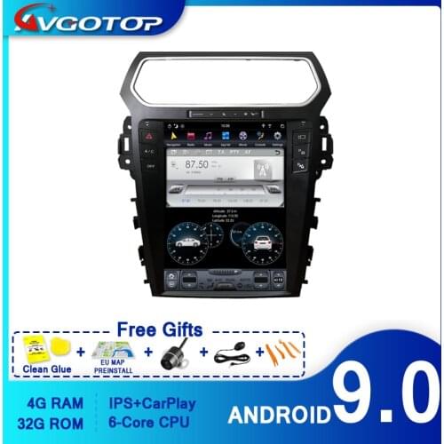 AVGOTOP Android 9.0 Tesla Car Multimedia for TOYOTA FORD EXPLORER Carplay GPS DSP Vertical Screen Vehicle Radio