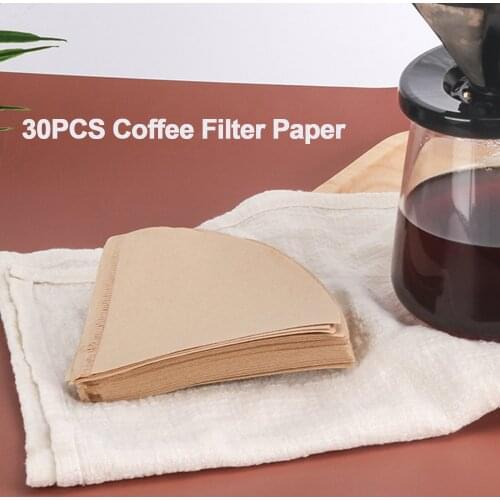 Behogar 30pcs Hand Coffee Filter Paper Cone Shape Disposable Replacements Natural Coffee Drip Filter Coffee Home Making Tools