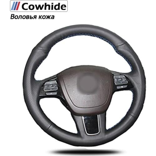 Handsewing Black Genuine Leather Steering Wheel Covers For Volkswagen Golf 6 GTI MK6 VW Polo GTI Scirocco R Passat CC R-Line