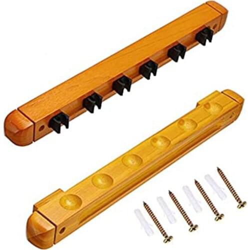 1 Set Billiard Wood Rack Wall Mounted Hanging 6 Cue Stick for Snooker Cue Space Saving Holder Snooker Accessories
