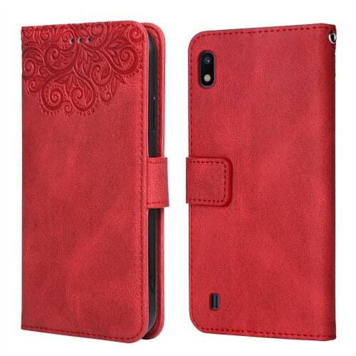 For Samsung A10 A105 A105F A105F-DS 6.2'' Flower Embossing Case for Galaxy A10 Wallet Flip Leather Case for Samsung A10 Cover