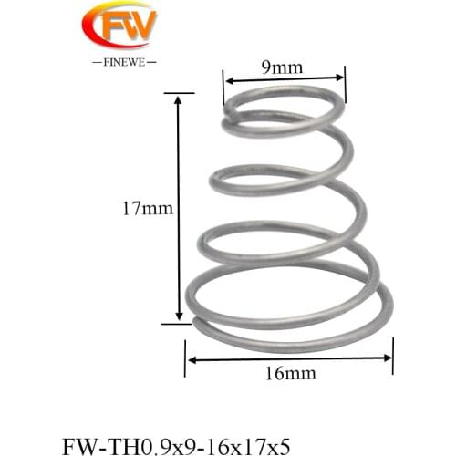 FINEWE 10pcs/lot SUS304 Tower Pagoda Spring 0.9mm Wire Small Conical Pressure Compression Spring with Custom Service