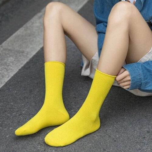 All-match trend solid color womens socks pure cotton womens socks happy womens socks ankle socks