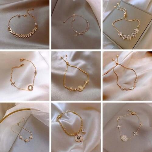 Korean Bracelet for Women Simple Temperament Heart Star Charm Friendship Bracelets Trendy Texture Jewelry Party Accessories Gift