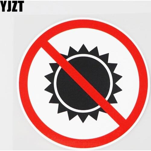 YJZT 11.2CMX11.2CM Prohibit Sunlight PVC Decal Car Sticker Circular Outline Label 11B-0124
