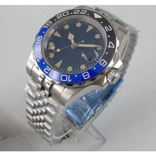 NEW Arrival 40mm Sterile Dial Sapphire Glass Date Luminous Ceramic Bezel GMT Automatic Movement Mens Watch