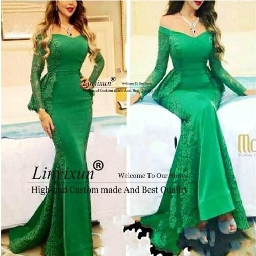 New Arrived Long Sleeves Evening Dresses Mermaid Red Carpet Formal Holiday Wear Celebrity Party Gowns Plus Size Prom Dresses