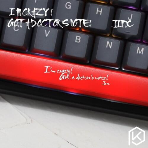 Novelty Shine Through Keycaps ABS Etched, Shine-Through lol jinx I'm crazy got a doctors note black red spacebar