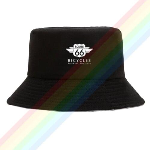 Route 66 Bicycles Rolla Mo Since 1996 Flat Top Breathable Bucket Hats Unisex Summer Printing Fishermans Hat