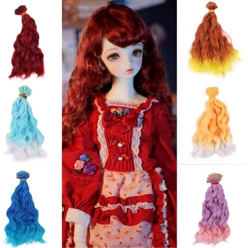 Aidolla Gradient Color BJD Doll Wig 15*100CM Tress For Dolls Imitation Wool Hair Doll Accessories Curly Hair For DIY Dolls