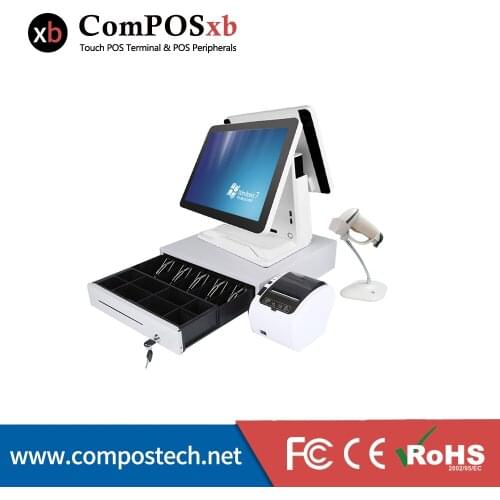 A Whole Set Of POS1618DP Dual POS System 15+15 Inch LCD Screen Point Of Sale POS Machine