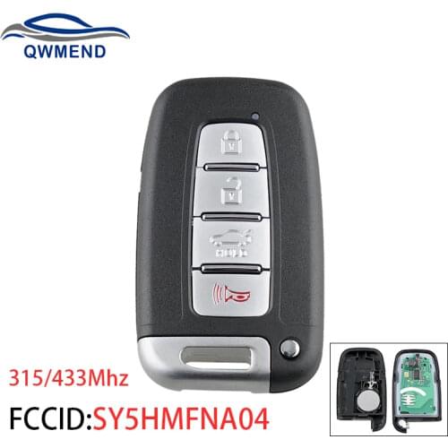 BHKEY SY5HMFNA04 4 Buttons Smart Remote Car Key for Hyundai Accent Getz Elantra Santa ID46/PCF7952 Chip 315/433mhz FSK