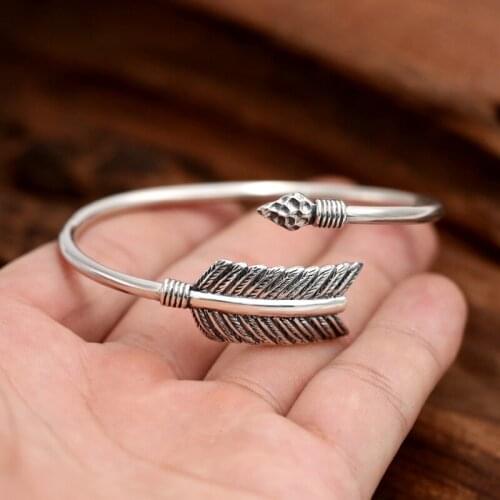 S925 Sterling Silver Jewelry Retro Thai Silver Bangle Creative Indian Bows Takahashi Goro Men And Women Open Ended Bangle