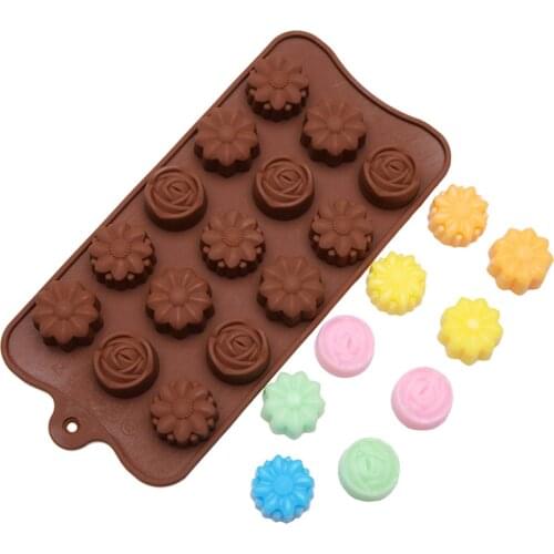 Silicone Chocolate Molds Flowers Rose Shapes Chocolate Non-stick Baking Molds Jelly Molds Cake Cake Tools Kitchen Pudding D5F2