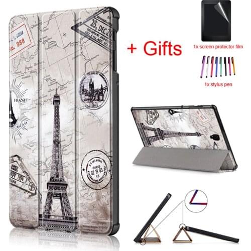 PU Leather Ultra Slim Case for Samsung Galaxy Tab S4 10.5 SM-T830 T835 T837 2018 10.5inch Tablet Protective Cover +Film+Pen