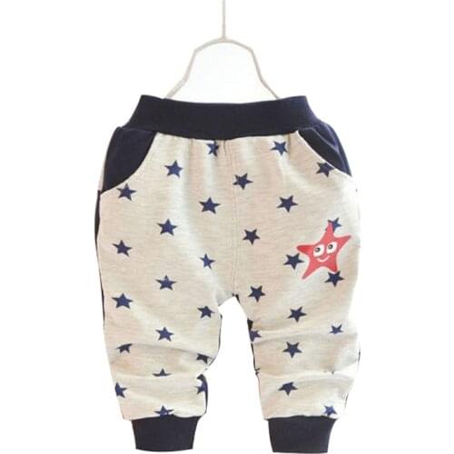 2015 Spring&Autumn 1 piece Cotton children pants boy girl Five-pointed star pattern 0-3 year baby harem pants training pants