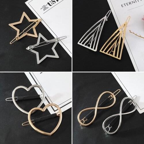 Jisensp New Fashion Women Girls Hairpins Hollow Star Heart Hair Clip Delicate Hair Pin Hair Decorations Jewelry Accessories