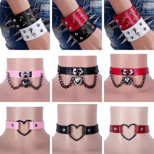 Leather Harness Neck Collar Belt Punk Goth Metal Rivet Adjustable Size Accessories Belts Cosplay Clothing Women Festival Rave