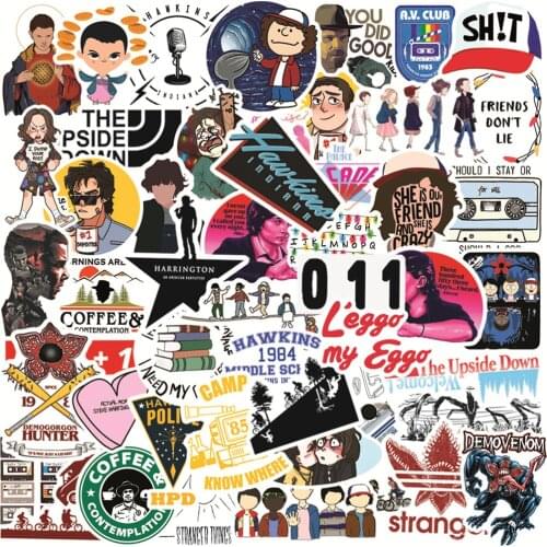 10/50pcs Stranger Things Stickers Guitar Suitcase DIY Motorcycle Skateboard Waterproof PVC Snowboard Graffiti Sticker Kid Toy