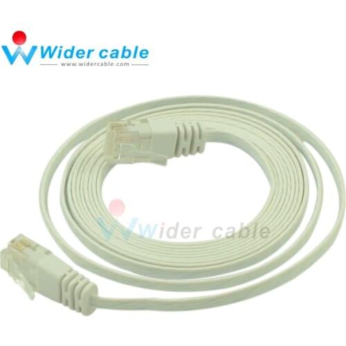 2m White Color 32AWG Slim Patch Ethernet Network Cord Flat CAT6 Computer Cable 1.1mm thickness