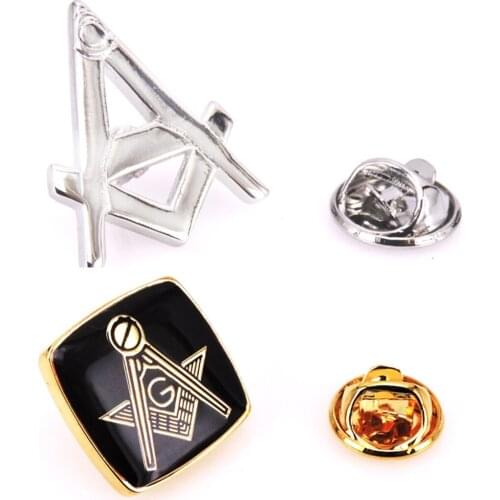 20pcs/lot Freemason Brooches Copper Enamel Free Mason Brooch Pin Badge Masonic Jewelry Fashion Jewellery Wholesale