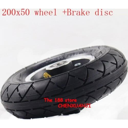 200x50 Scooter Tyre With Wheel Hub and Brake disc 8"Scooter Tyre Inflation Electric Vehicle Aluminium Alloy Wheel Pneumatic Tire
