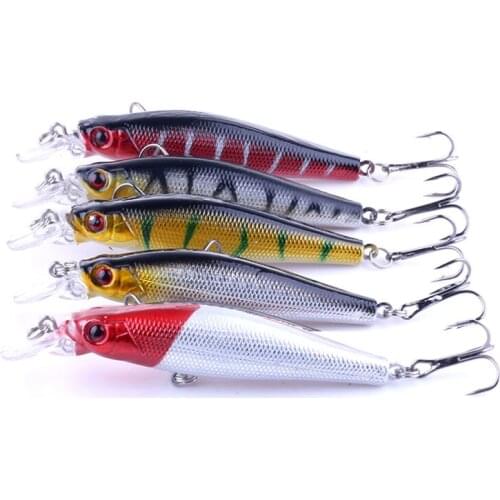 5pcs 9g 8cm Hard Baits Minnow Fishing Lures with 6# Hook Minnow plastic Artificial Fishing Wobbler Bass Carp Fishing Accessories