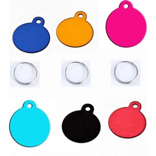 5pcs Dog Tags Engraved Cat Puppy Pet ID Name Collar Tag Pendant Aluminum Round Pet Accessories Random Color