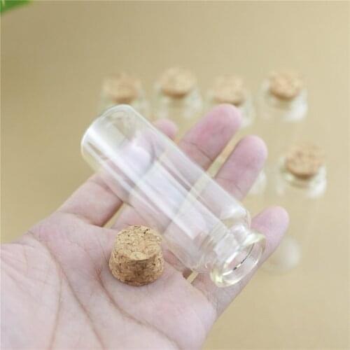50pcs/lot 30*80mm 40ml DIY Mini Wishing Glass Bottles Cork Crafts Jars Cork Stopper Transparent Empty Glass Bottles
