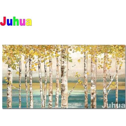 5D Diamond Painting Cross Stitch Full Square/round Abstract Golden Trees 3d Pictures Diamond Embroidery Mosaic New Year Decor